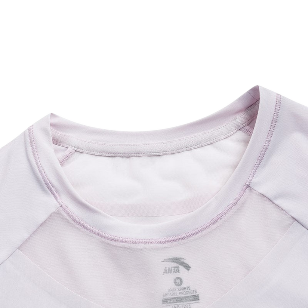 FRG light purple short sleeve athletic t-shirt with a round neckline and breathable mesh panel details