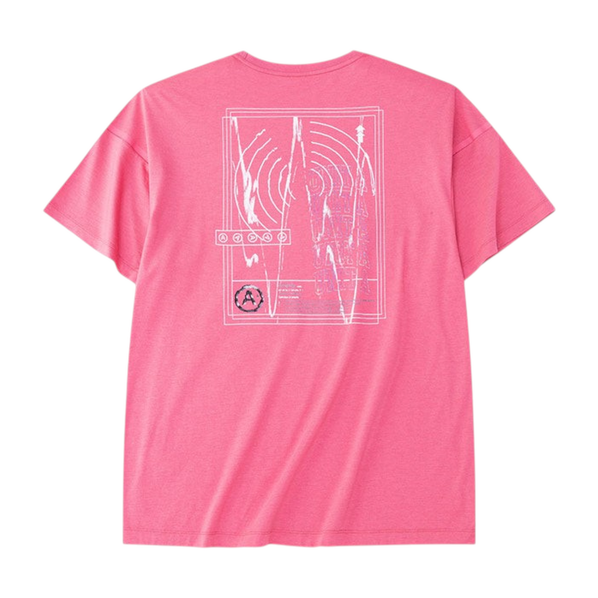Back view of a red FRG ANTA Sorona cross training t-shirt featuring a white graphic print on the back.