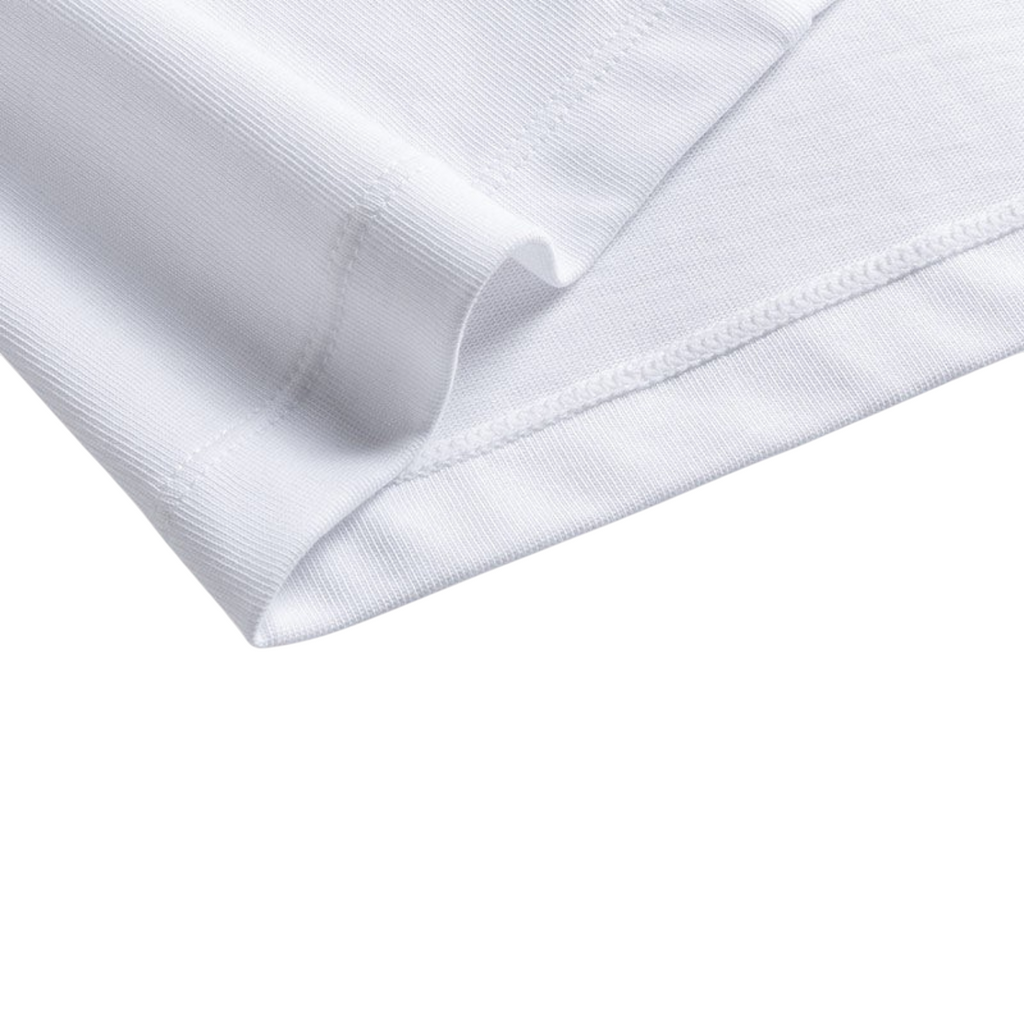 FRG ANTA Sorona Plus snow white cross training t-shirt fabric detail showing soft cotton-polyester blend texture