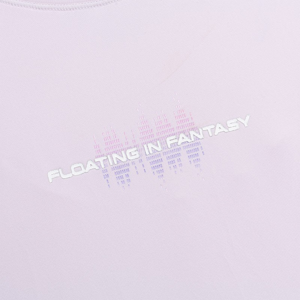FRG light purple short sleeve t-shirt featuring a white Floating in Fantasy graphic print on the chest