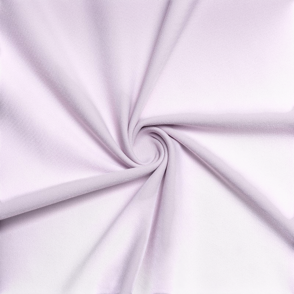 FRG SS TEE in a soft light lavender fabric with a smooth texture and elegant spiral drape