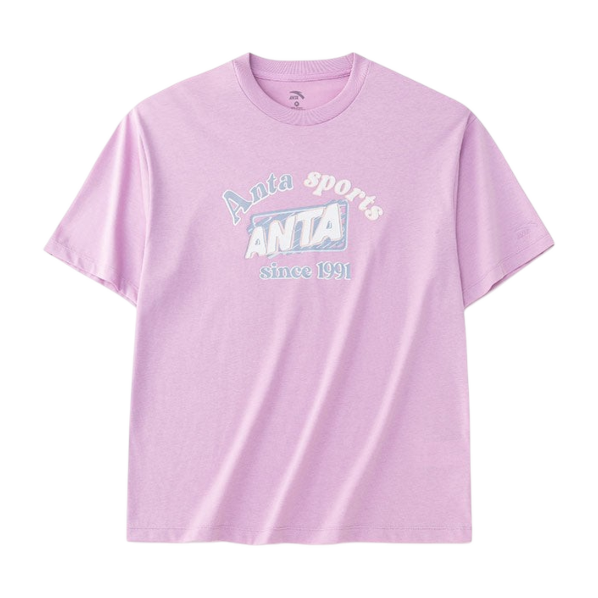 FRG short sleeve t-shirt in light purple cotton with Anta sports graphic print on the chest