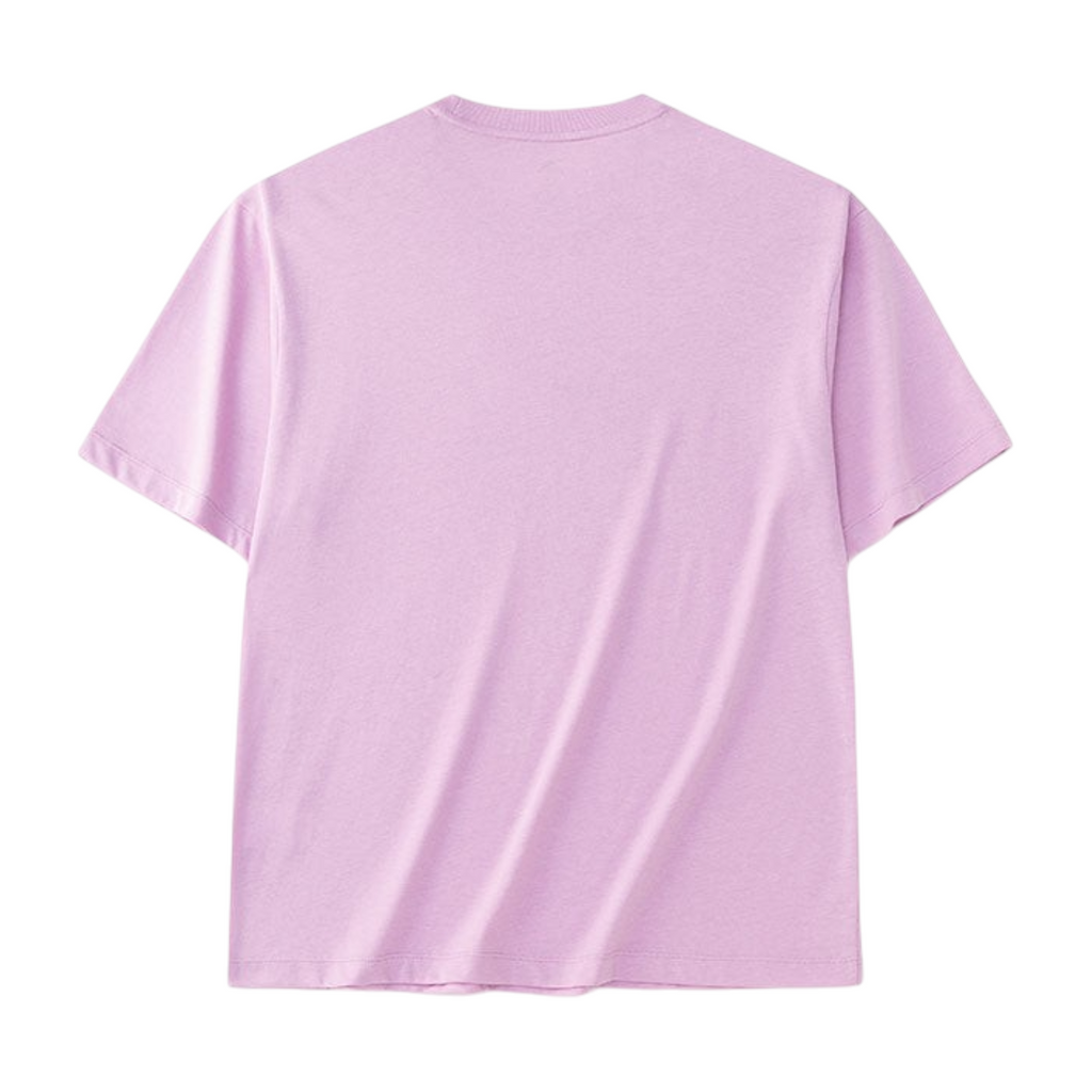 FRG short sleeve t-shirt in light purple cotton, shown from the back view with a classic crew neck design.