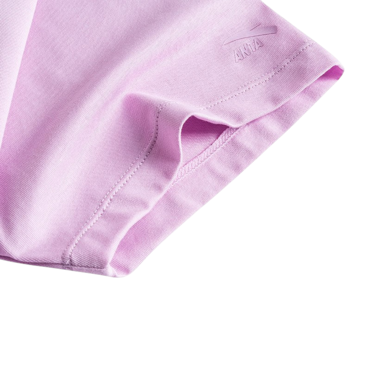 FRG light purple short sleeve t-shirt with embossed logo detail on the sleeve cuff
