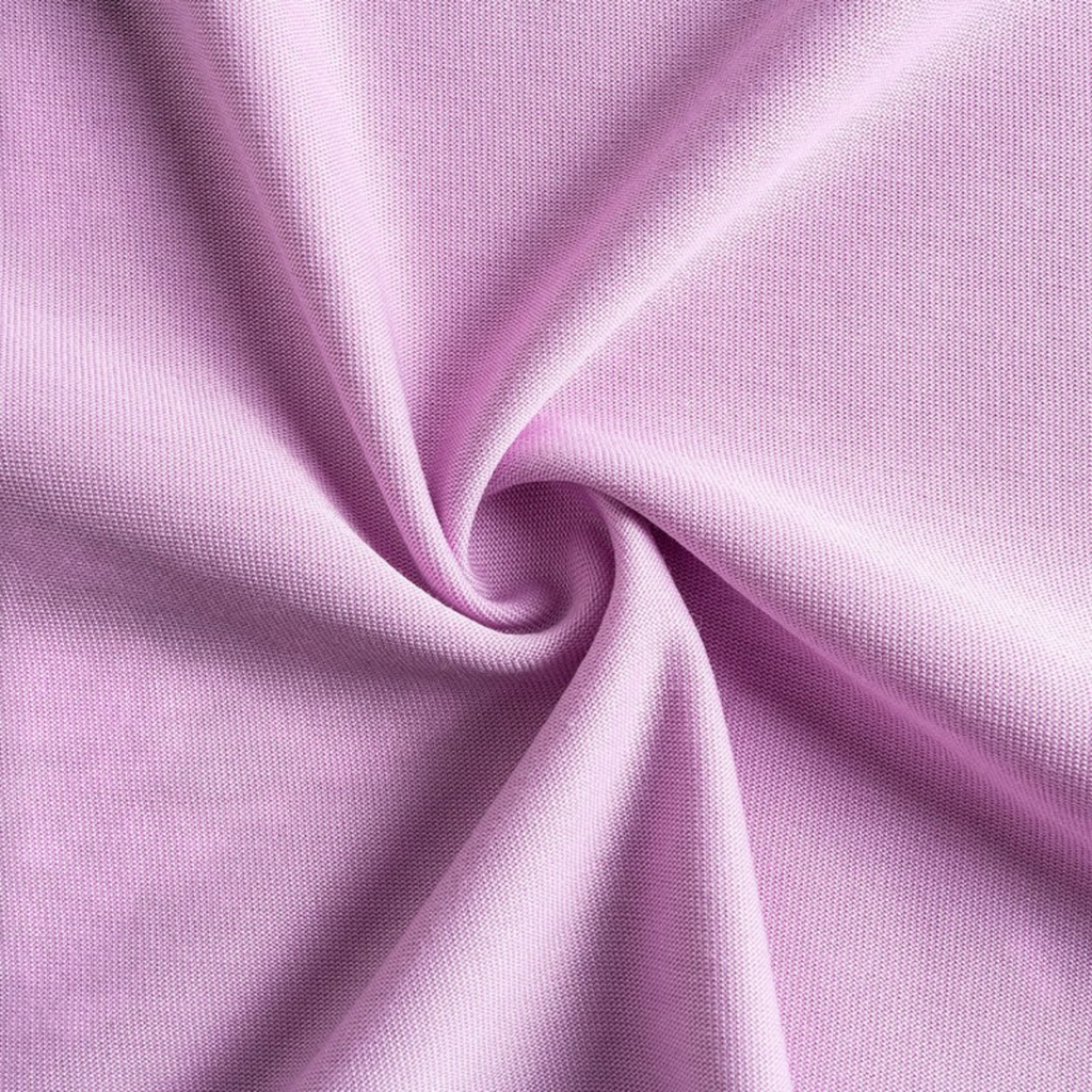 FRG SS TEE fabric close-up in a soft light purple colour showing the smooth texture and knit pattern