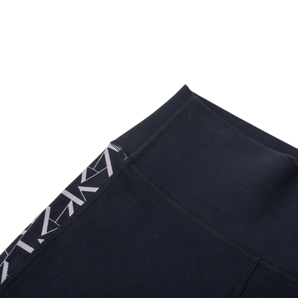 FRG ANTA black cross training ankle pants featuring a geometric patterned side panel and durable stretch fabric.