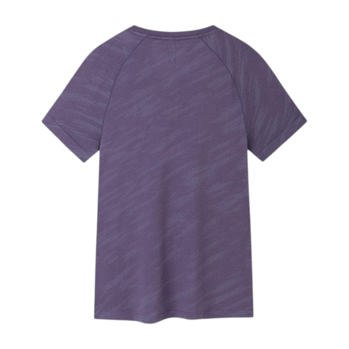 FRG ANTA A-Seamless heather purple short sleeve running t-shirt with cooling fabric and textured pattern back view