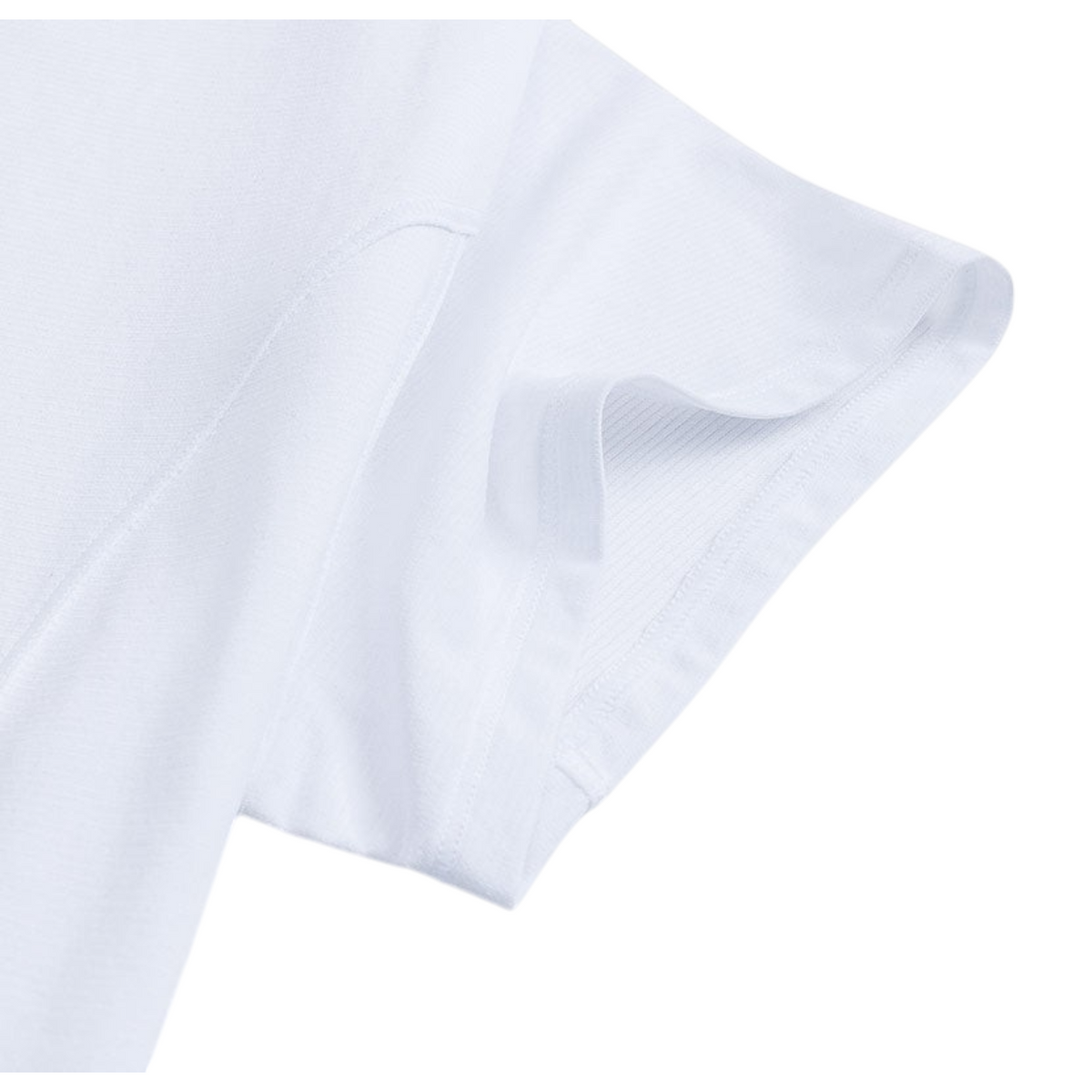 FRG ANTA A-Cool III snow white running t-shirt sleeve detail showing breathable polyester fabric