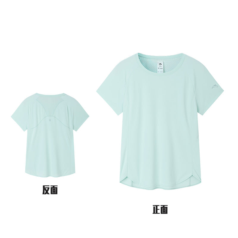 ANTA Sweat Resistant UV Protection Running Short Sleeve T-Shirt L.Green