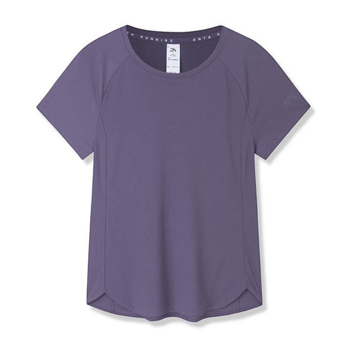 FRG ANTA purple short sleeve running t-shirt with moisture-wicking fabric and UV protection for athletic training.