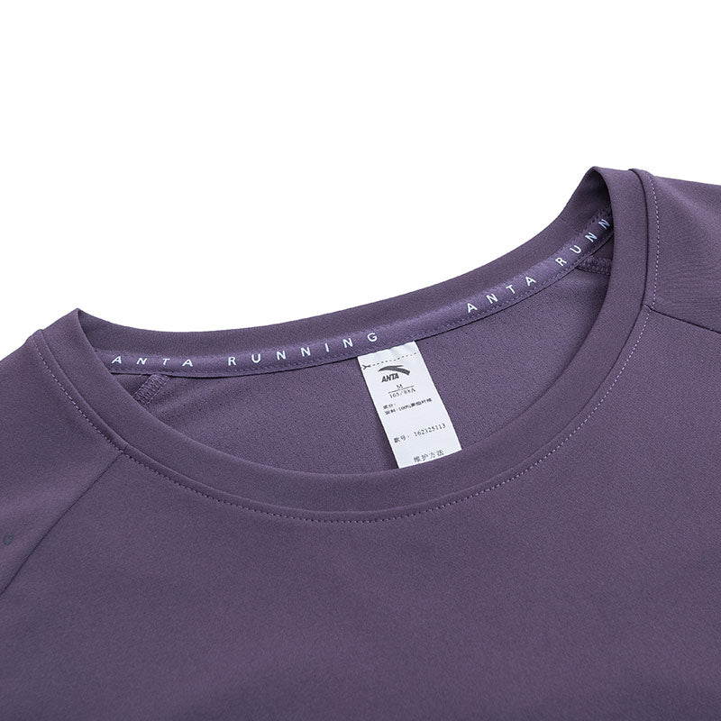 ANTA Sweat Resistant UV Protection Running Short Sleeve T-Shirt Purple