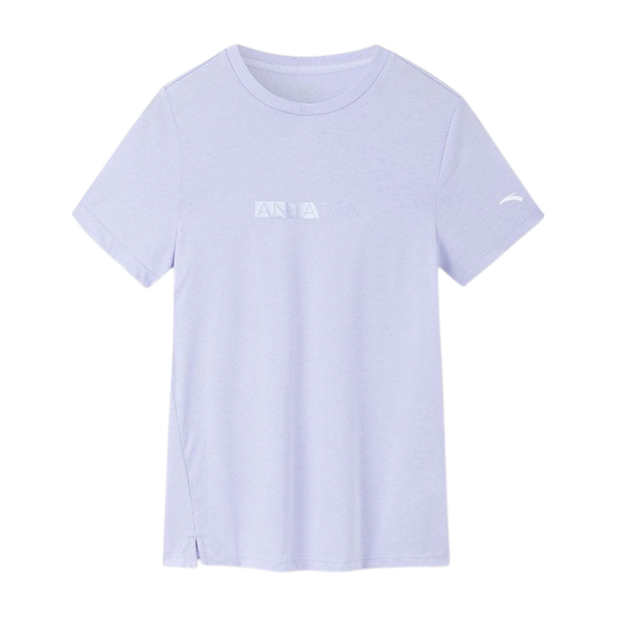 FRG ANTA women's purple short sleeve cross training t-shirt in a soft cotton-polyester blend with a crew neck.