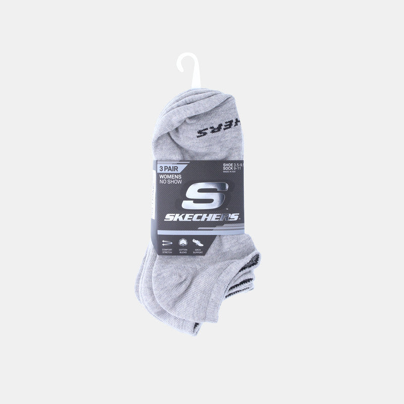Skechers 3PK Unisex Non Terry No Show Socks - Dark Gray