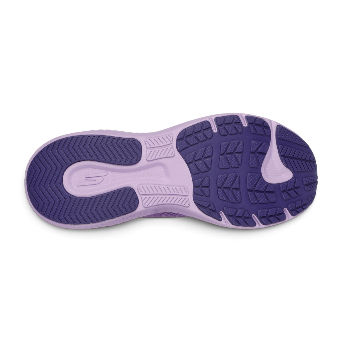 FRG GO RUN SUPERSONIC MAX running shoe outsole in purple with textured traction pattern and cushioned midsole