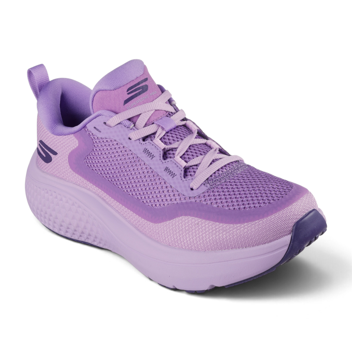 FRG GO RUN SUPERSONIC MAX purple mesh running shoe with thick cushioned sole and lace-up closure