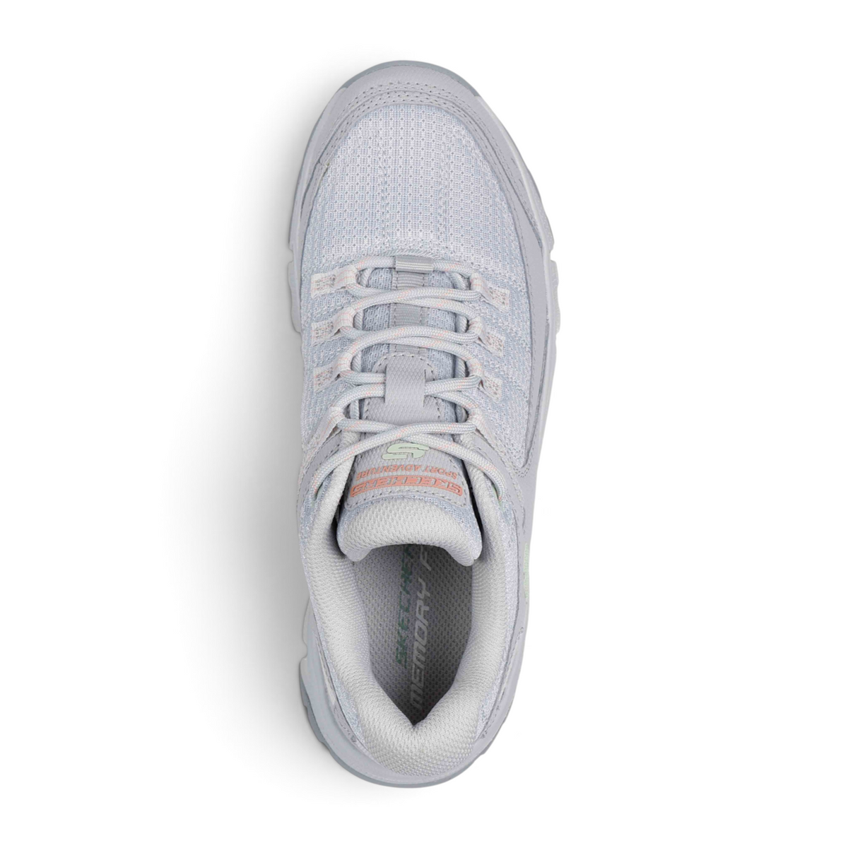 FRG SUMMITS AT light grey mesh athletic sneaker with lace-up closure and cushioned memory foam insole