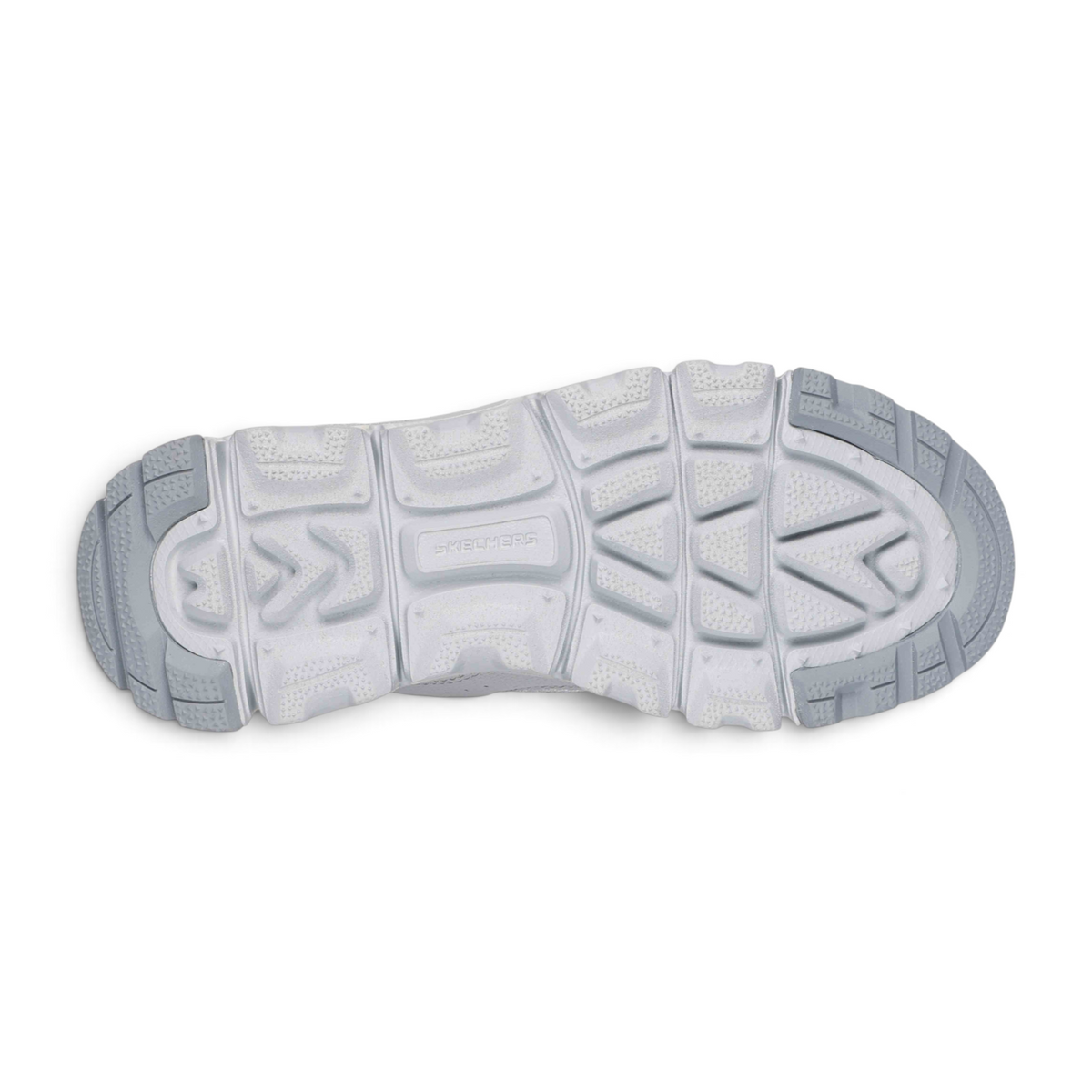 FRG SUMMITS AT light grey athletic shoe outsole with textured traction pattern and Skechers branding
