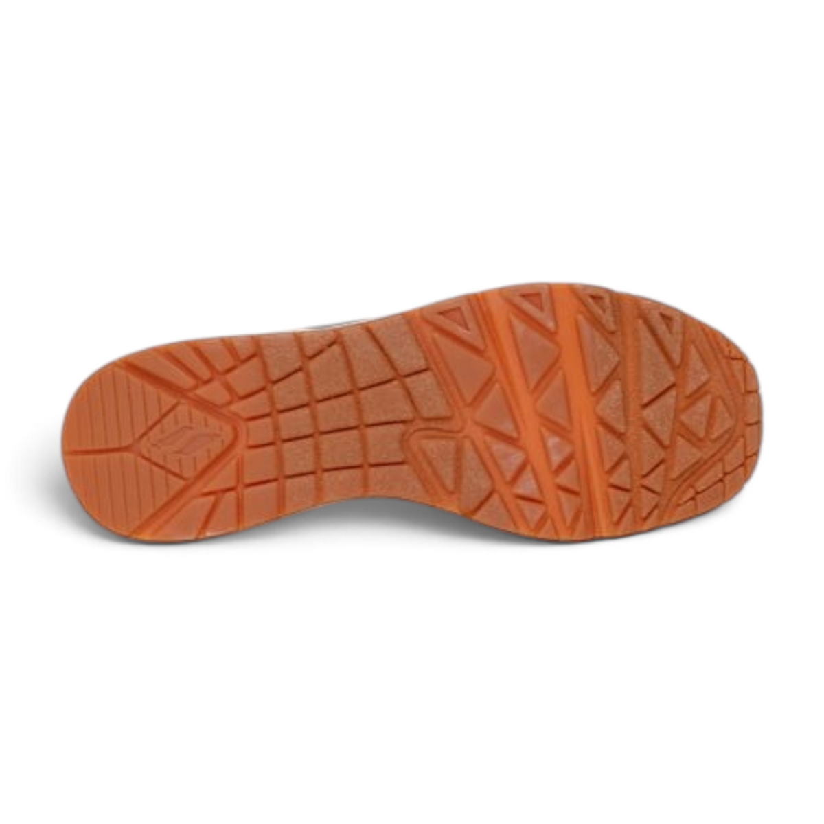 FRG UNO - SUITED ON AIR sneaker featuring a durable orange rubber outsole with a textured geometric tread pattern