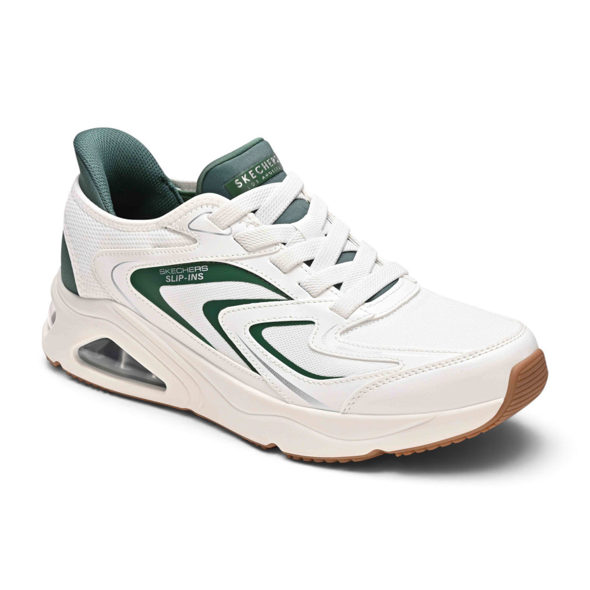 FRG TRES-AIR UNO VISION-AIRY SL sneaker in white with dark green accents, featuring a cushioned sole and slip-in design