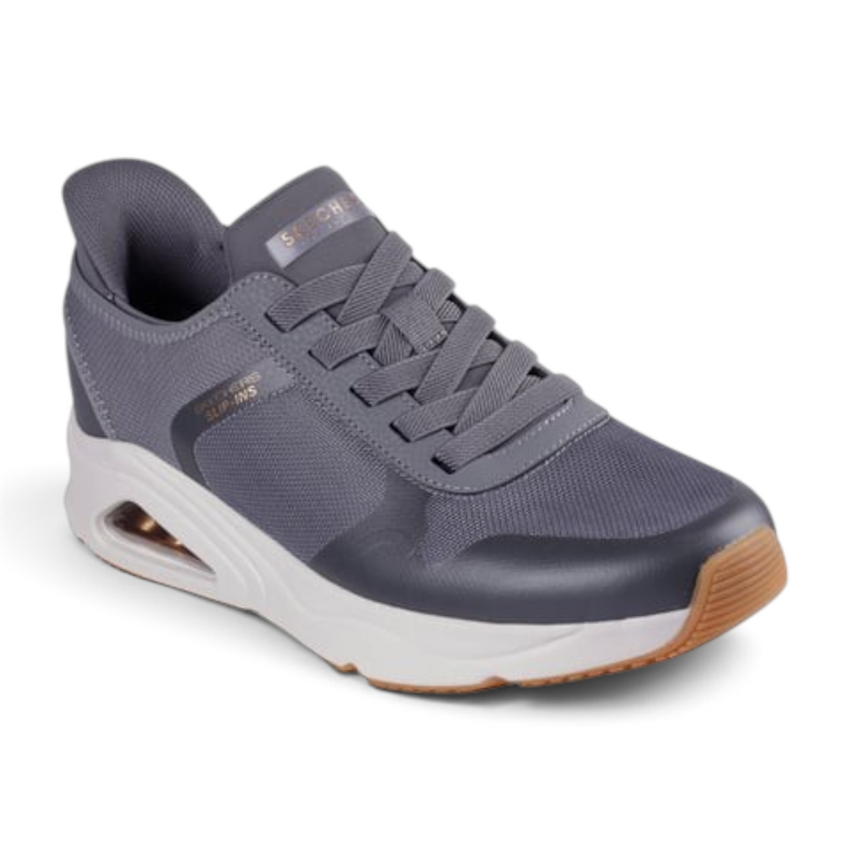 FRG TRES-AIR UNO NECESSAIRY grey slip-in sneakers with white chunky midsole and gum rubber outsole