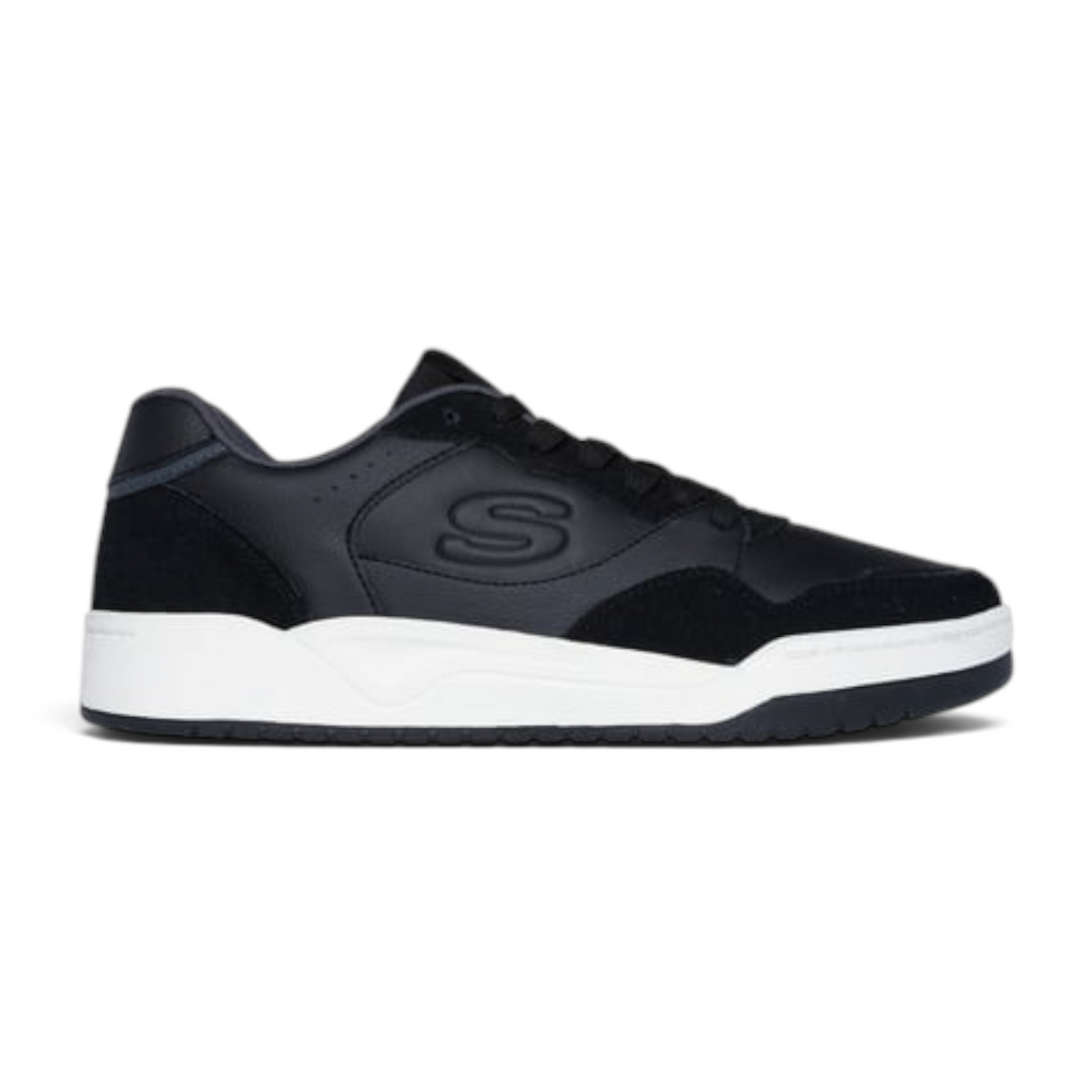 FRG Koopa Court Volley Low Varsity sneaker in black with white midsole and Skechers memory foam cushioning