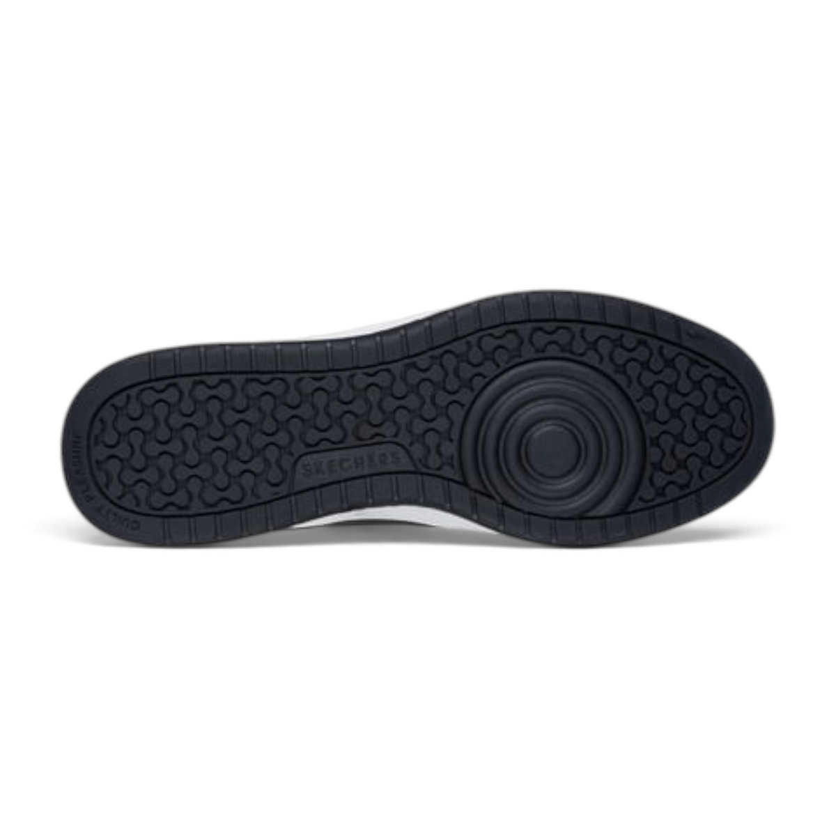 FRG Koopa Court Volley Low Varsity sneaker black rubber outsole with textured grip pattern and Skechers branding