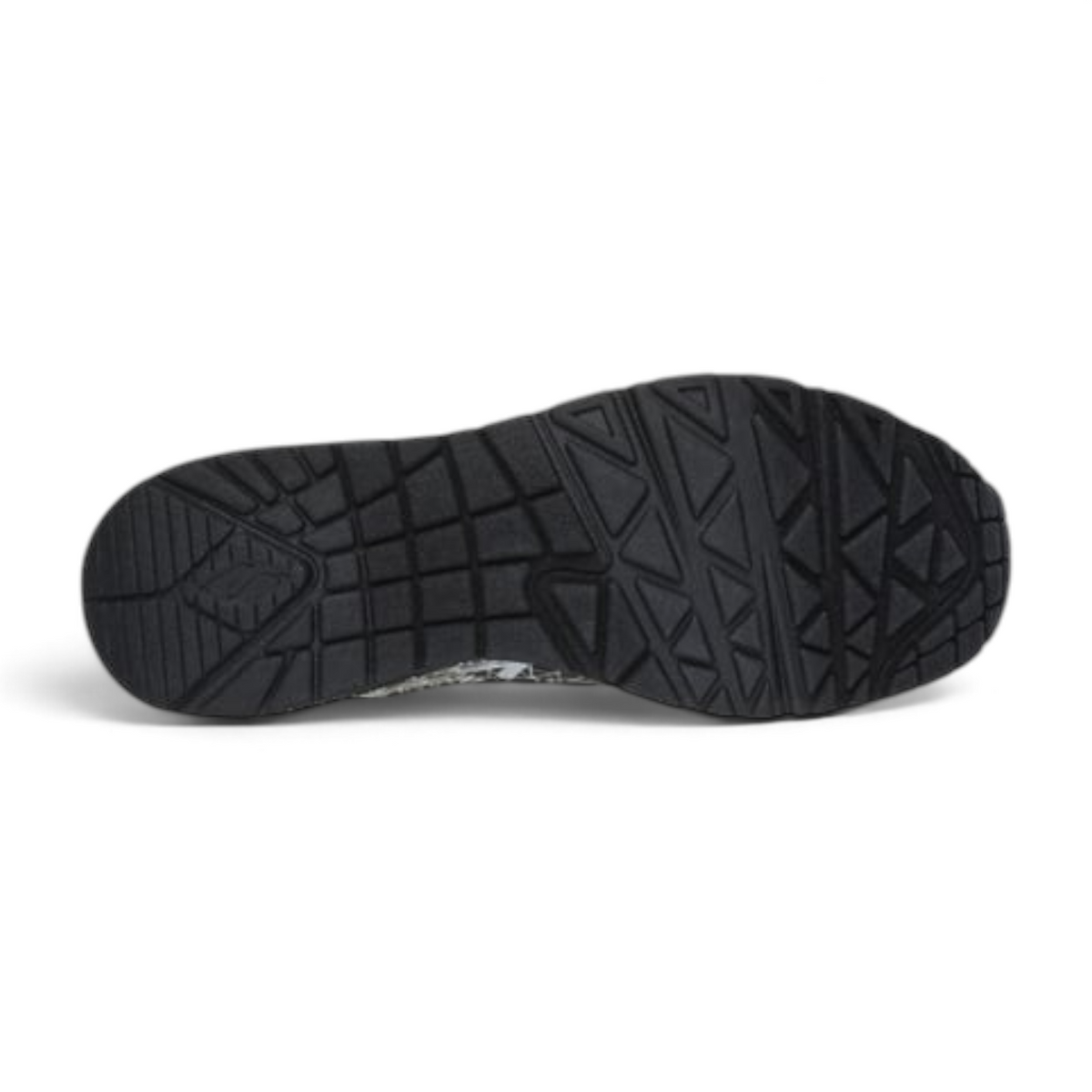 FRG VEXX UNO PROCESS SKETCH sneaker showing the black rubber outsole with a textured geometric tread pattern