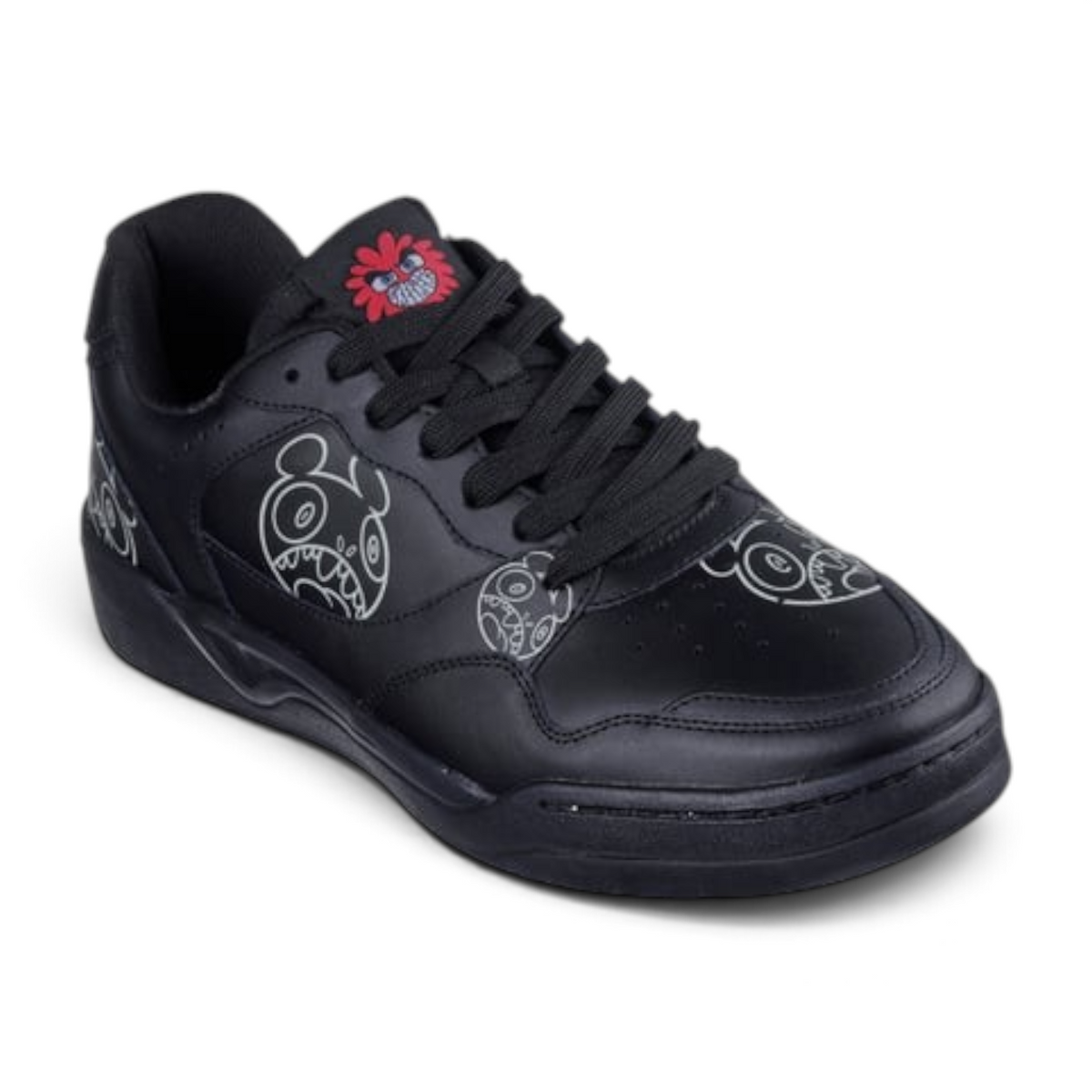 FRG VEXX KOOPA VOLLEY VEXX GASP black sneakers featuring white doodle-style character art and a red tongue logo.