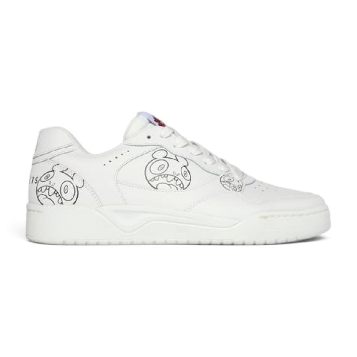 FRG VEXX Koopa Volley Gasp white leather sneakers featuring black doodle-style character illustrations