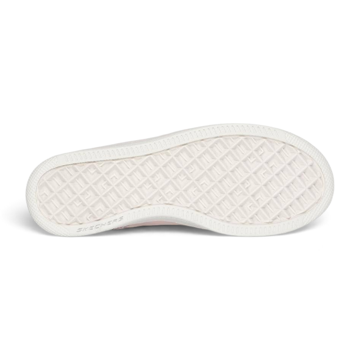 FRG Skechers Sport Court 92 Sheer Shine sneaker showing the white textured rubber outsole tread pattern