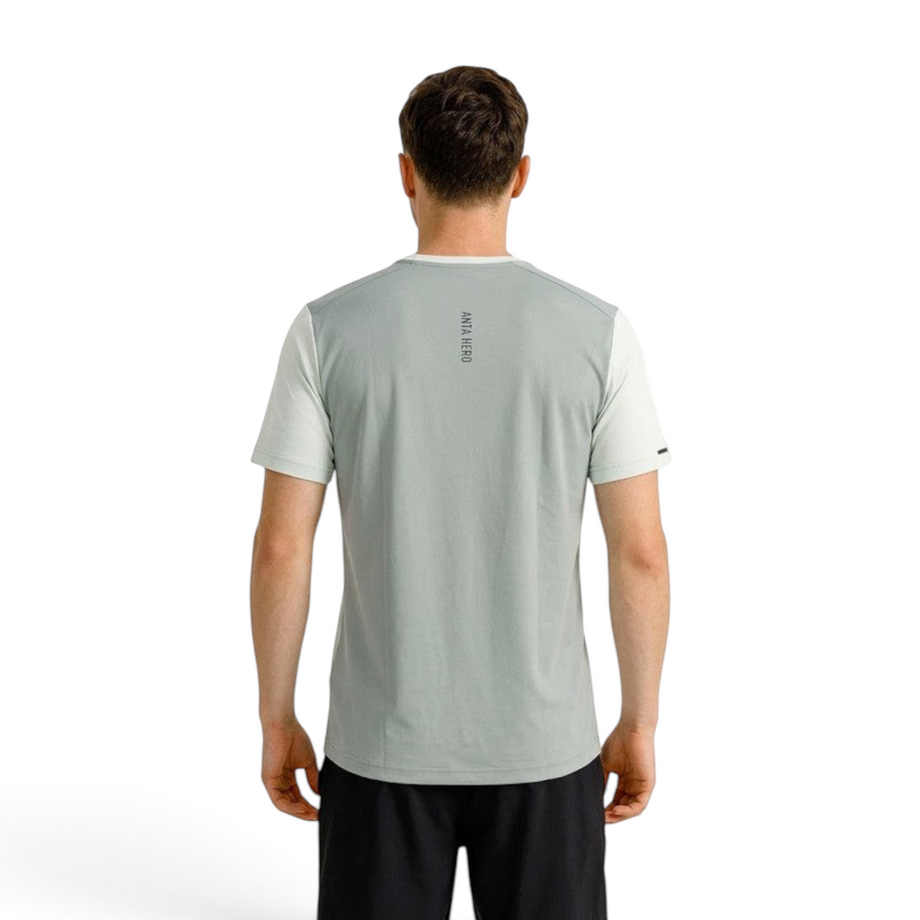 FRG ANTA A-Chill Touch grey short sleeve training t-shirt, back view showing breathable performance fabric