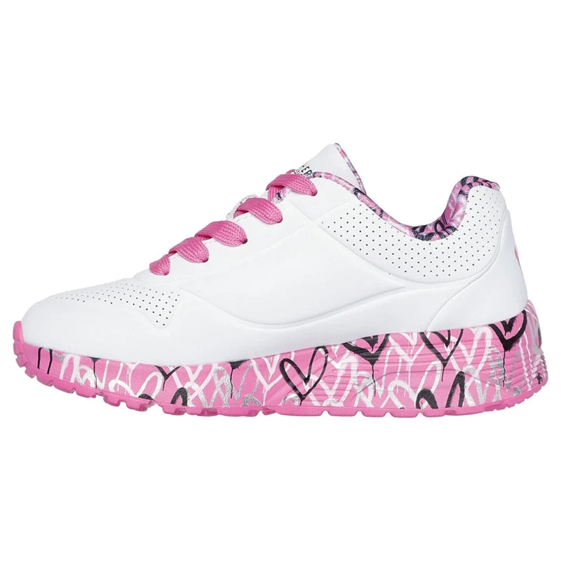 Kids' Skechers x JGoldcrown Uno Lite Lovely Luv White Hot Pink