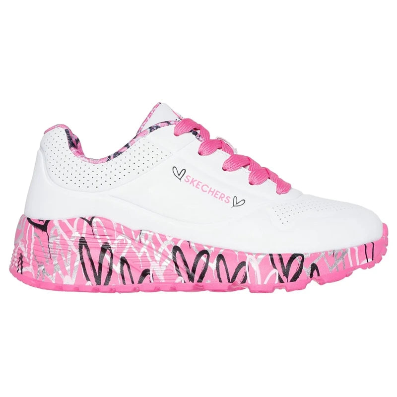 Kids' Skechers x JGoldcrown Uno Lite Lovely Luv White Hot Pink