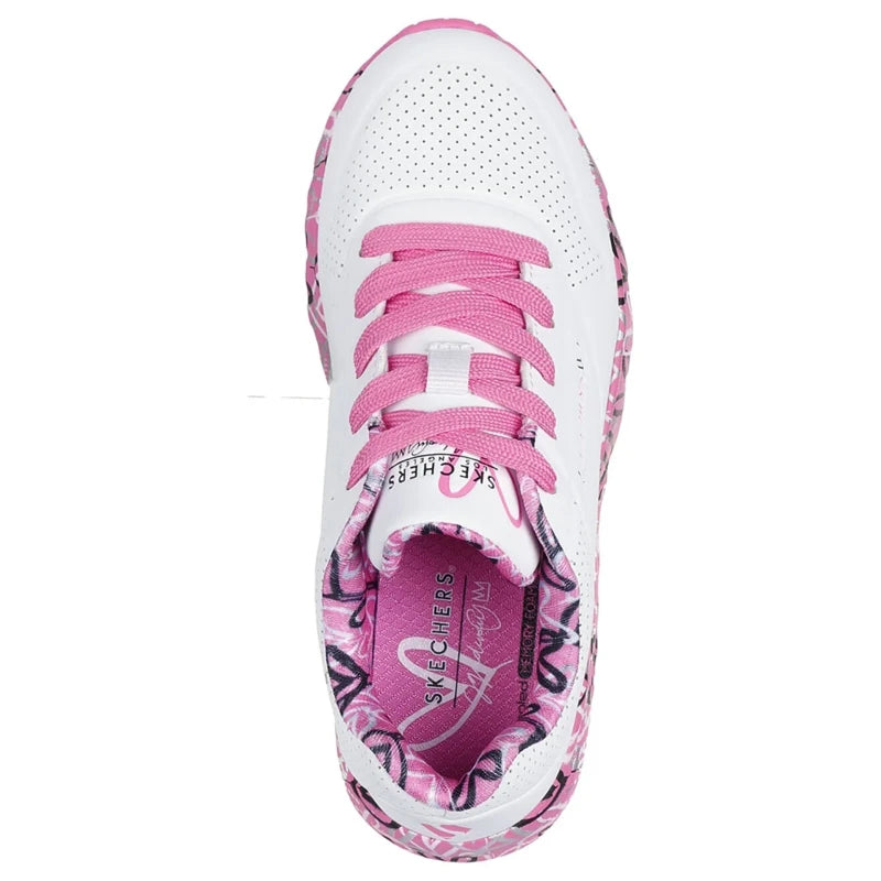 Kids' Skechers x JGoldcrown Uno Lite Lovely Luv White Hot Pink