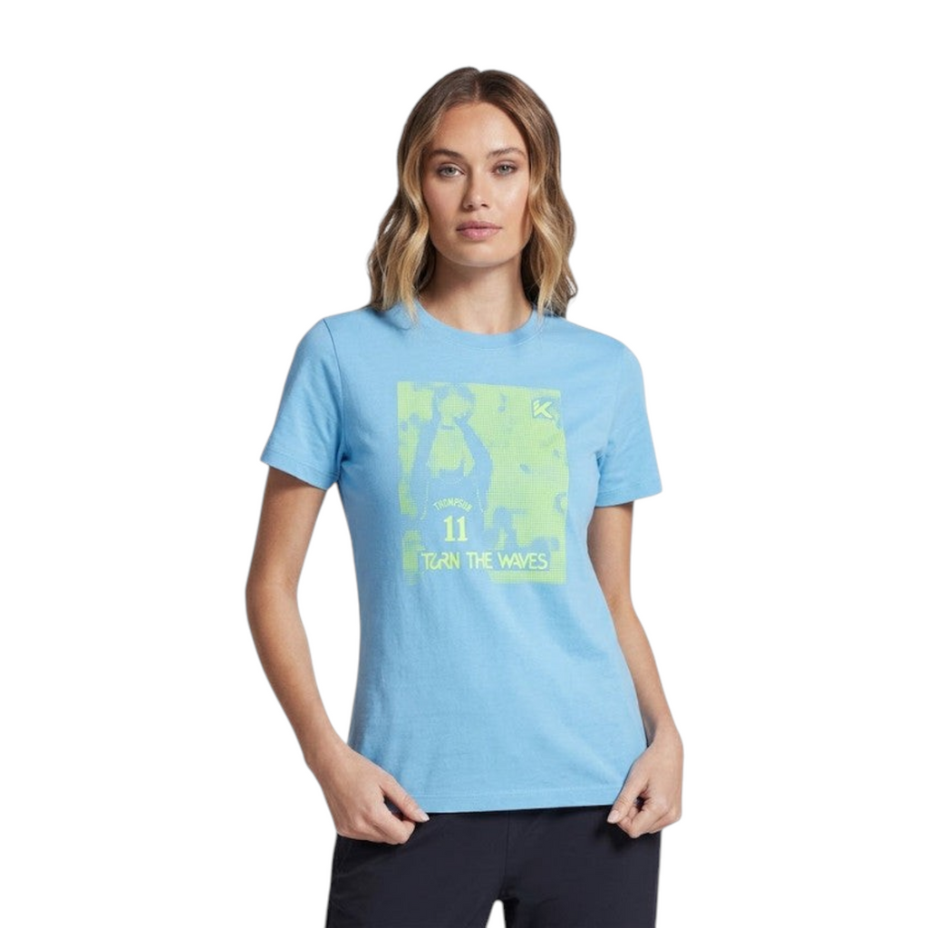 FRG ANTA basketball short sleeve t-shirt in spring water blue with a graphic print on the front