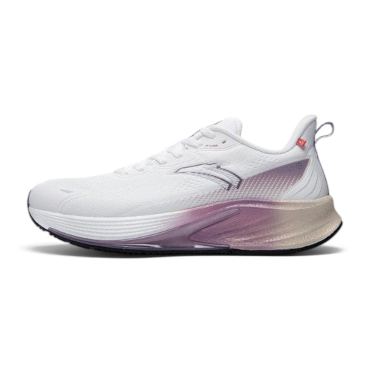 FRG ANTA Rocket 6 running shoes in white with purple gradient NITROEDGE midsole and breathable mesh upper