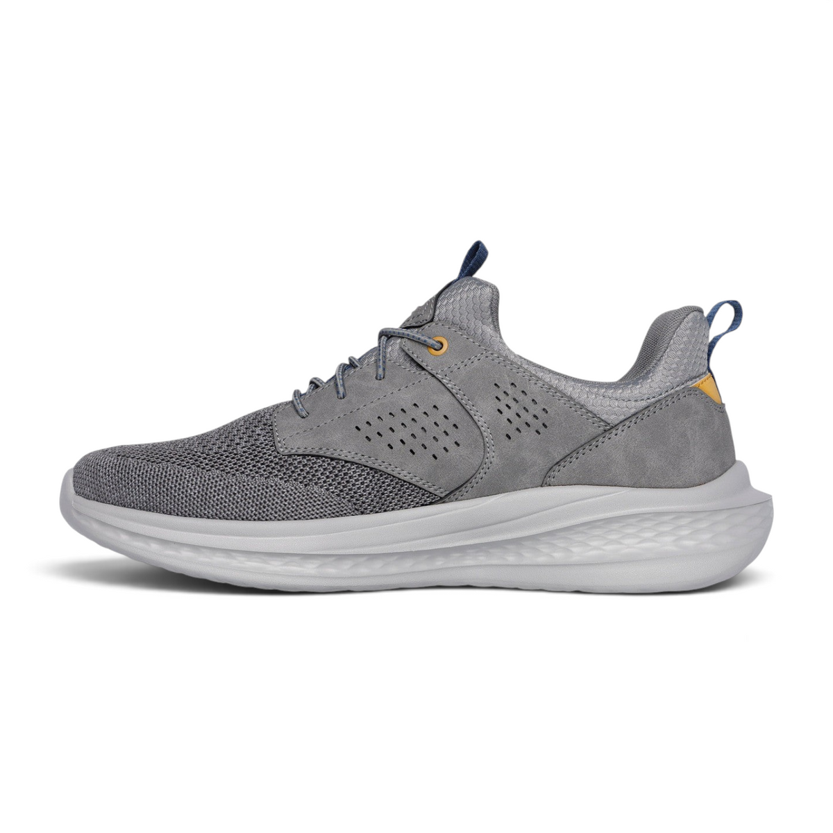 FRG Skechers Slade Breyer gray mesh and synthetic sneaker with stretch laces and memory foam insole