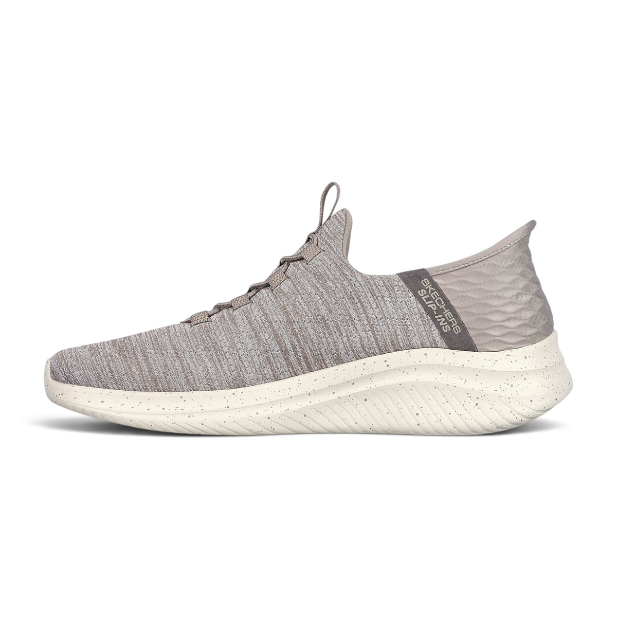 FRG Skechers Slip-ins Ultra Flex 3.0 grey jersey mesh sneaker with a speckled white cushioned midsole