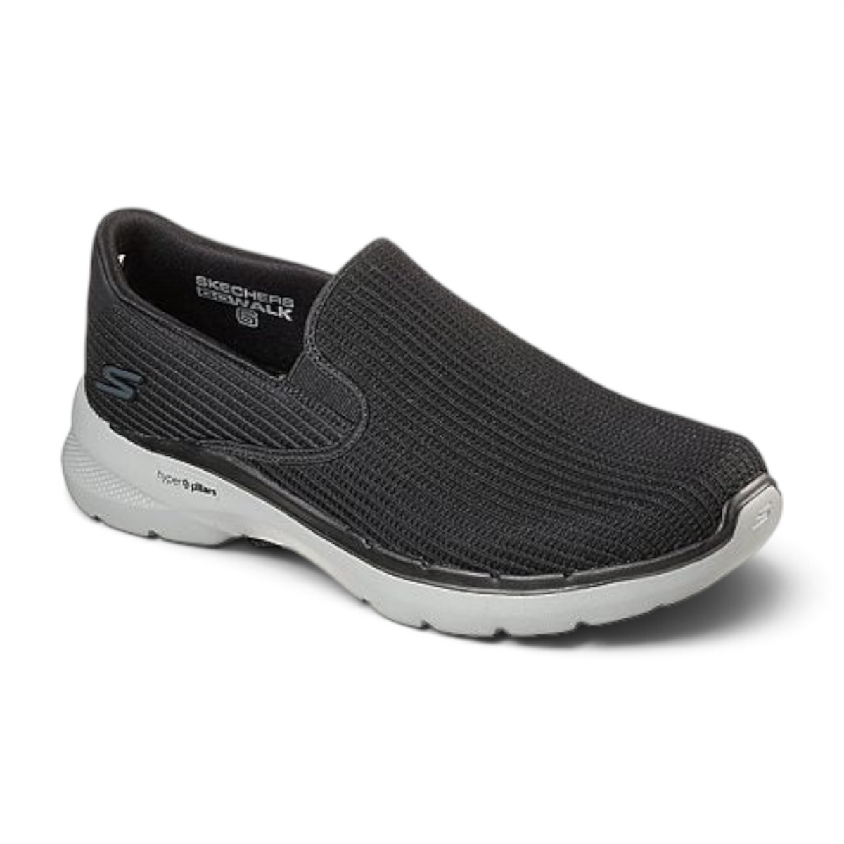 FRG GO WALK 6 - ANAGLYPH black slip-on walking shoe with breathable mesh upper and cushioned grey sole