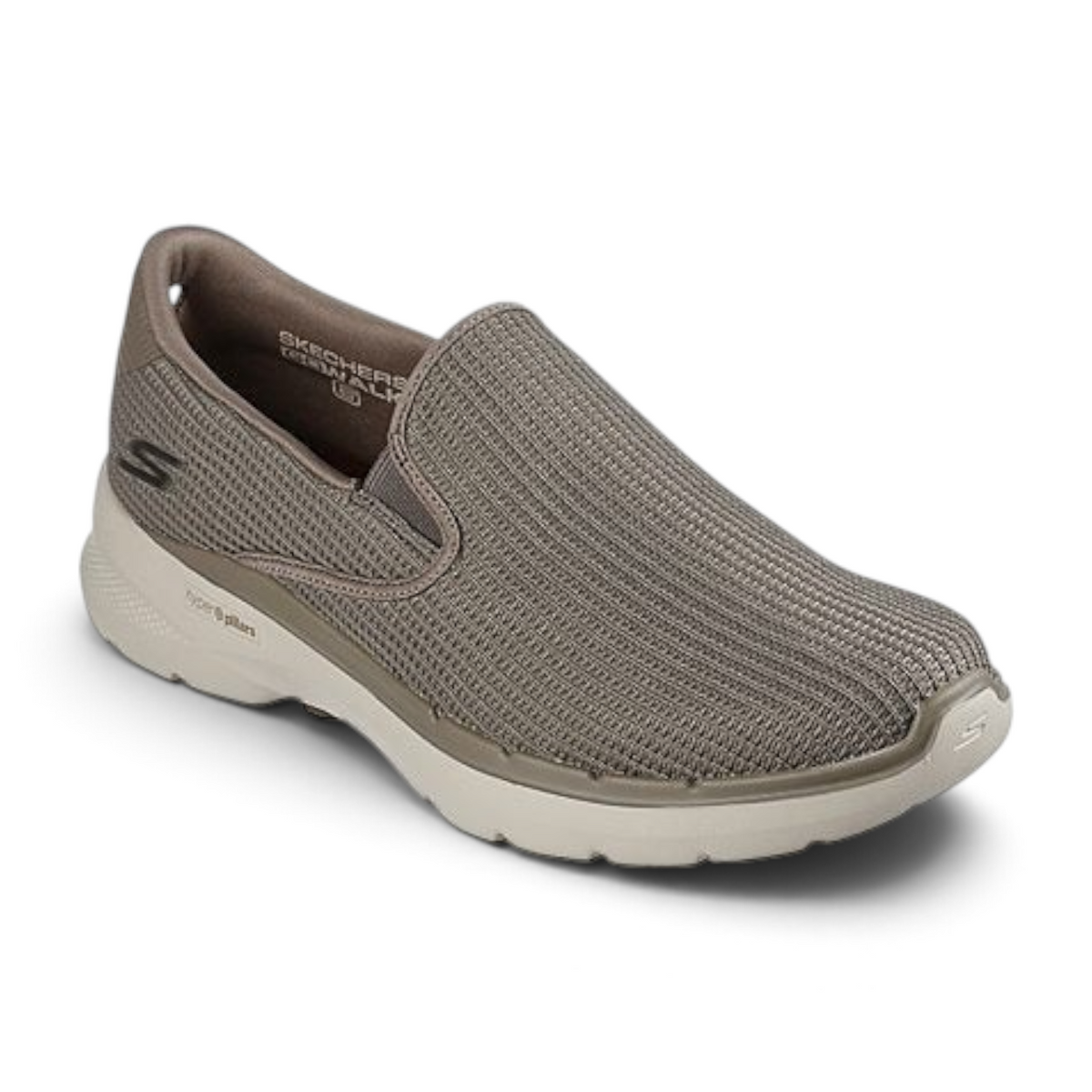 FRG GO WALK 6 ANAGLYPH slip-on walking shoe in taupe mesh with a cushioned white sole