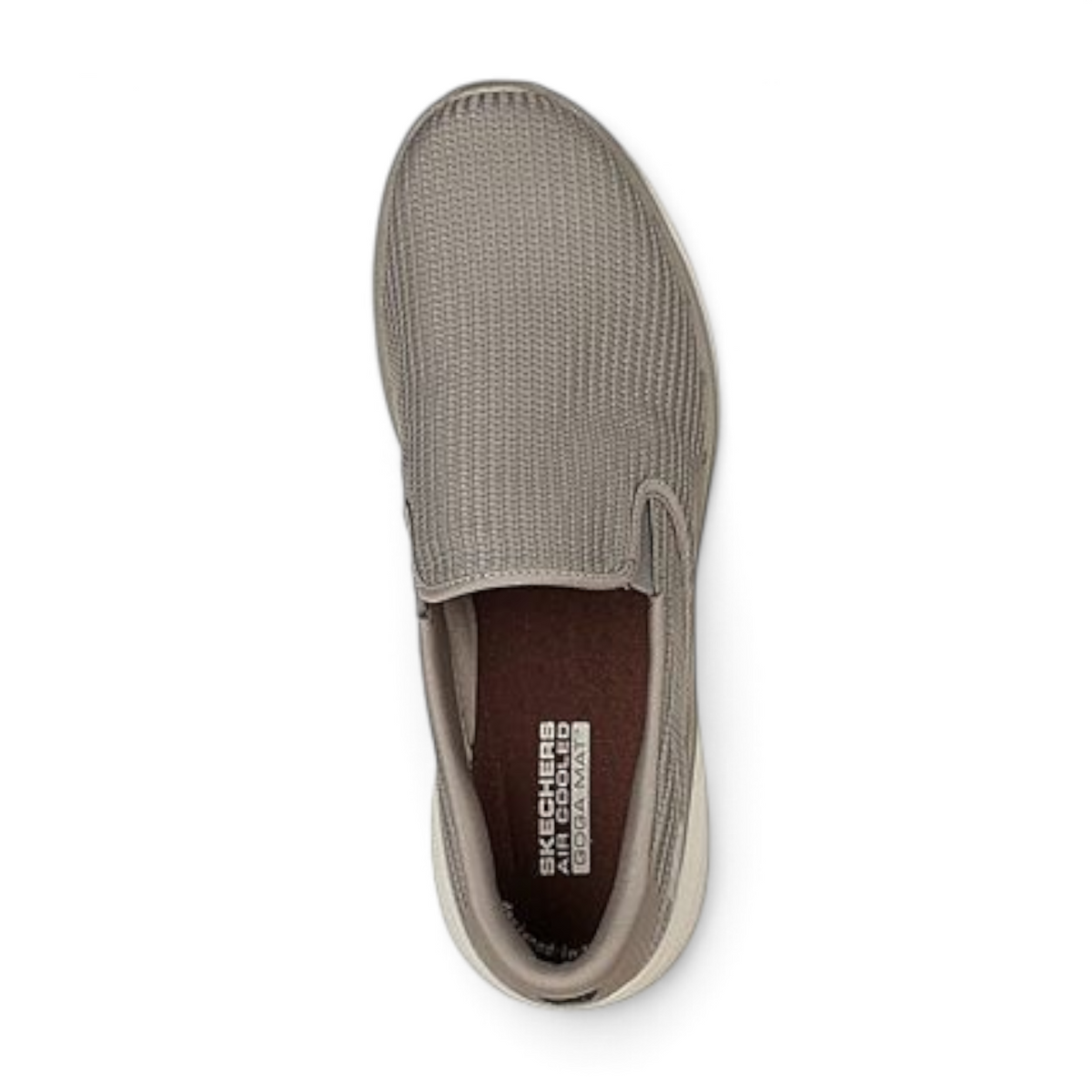 FRG GO WALK 6 ANAGLYPH slip-on walking shoe in taupe mesh with Air Cooled Goga Mat insole, top-down view