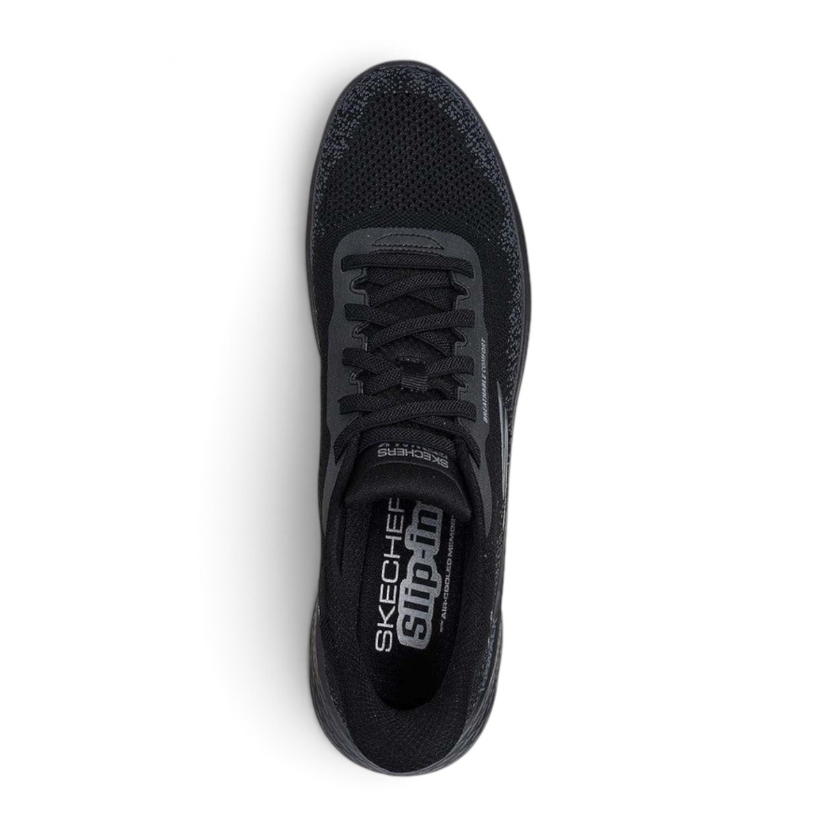 FRG Skechers GO WALK Flex Palomo slip-on walking shoe in black charcoal with breathable knit upper and stretch laces