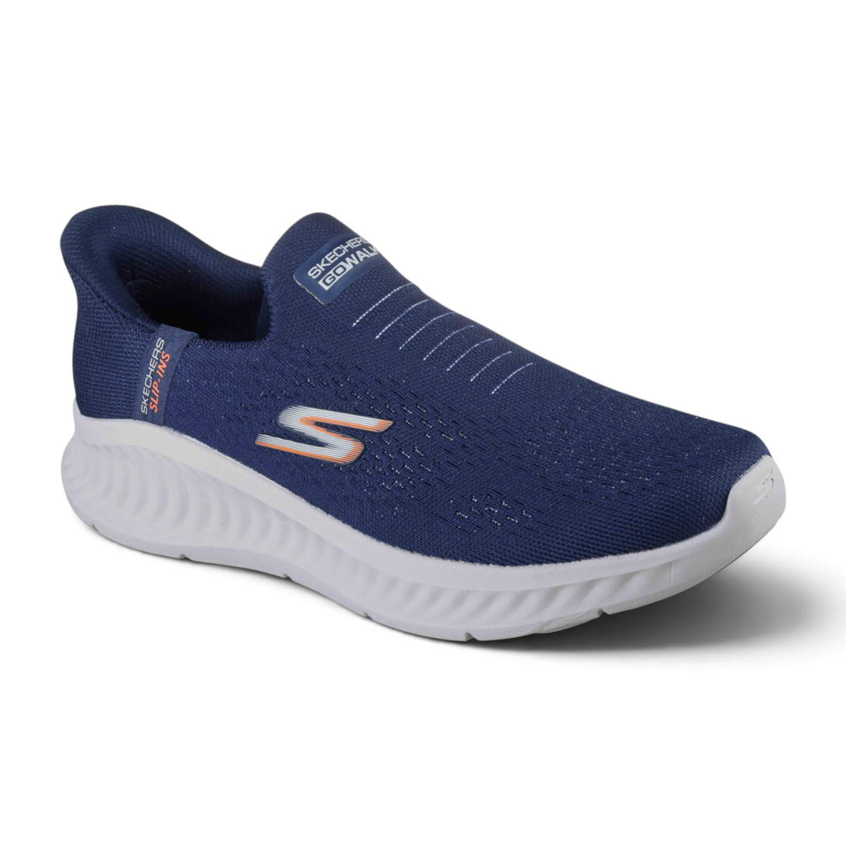 FRG Skechers GO WALK NOW SAUNTERED navy blue slip-on walking shoe with white cushioned sole and breathable mesh upper