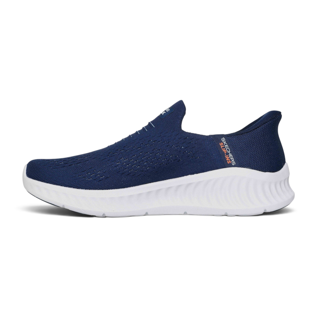 FRG Skechers Go Walk Now Sauntered navy blue slip-on walking shoe with white cushioned sole and side branding