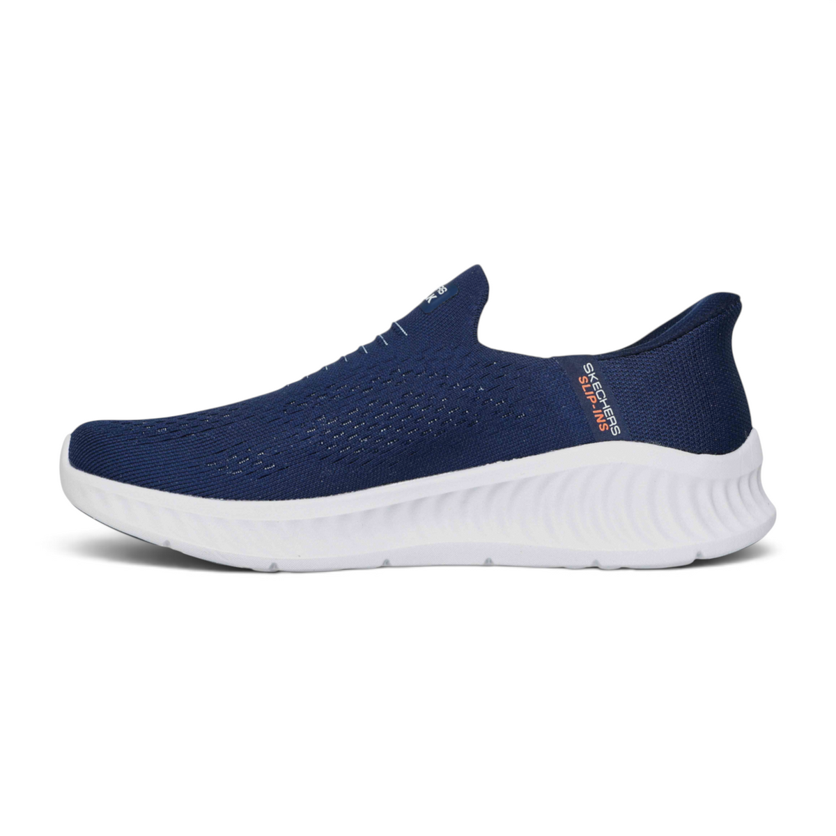 FRG Skechers Go Walk Now Sauntered navy blue slip-on walking shoe with white cushioned sole and side branding