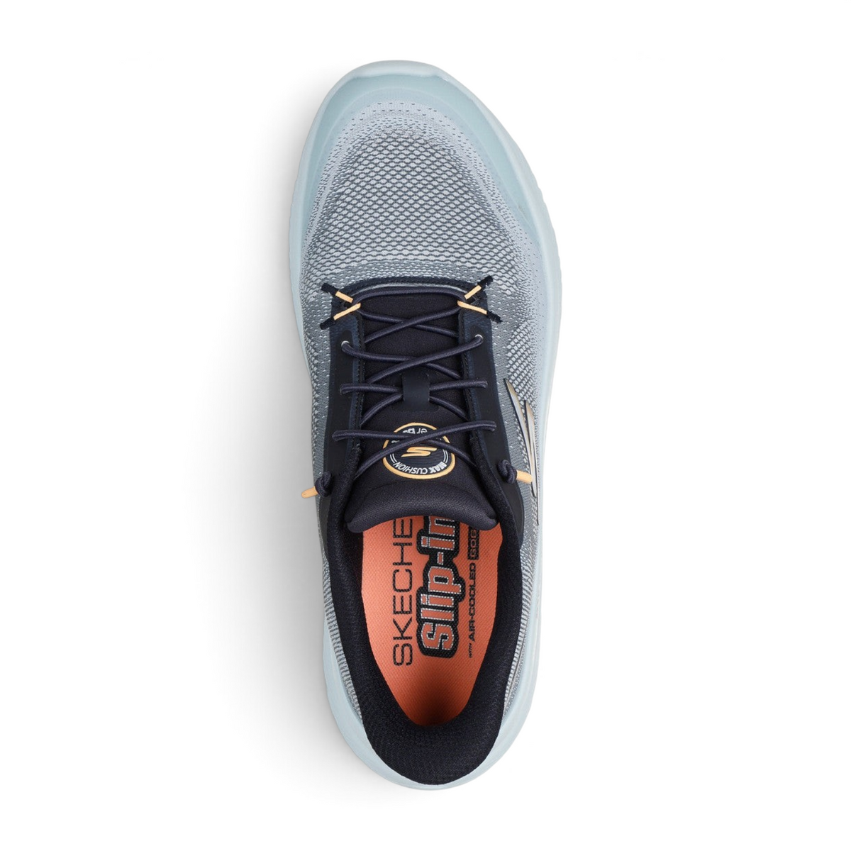 FRG Skechers GO WALK Max Cushioning Hyper Burst Zoltar light blue slip-on sneaker with gradient mesh upper