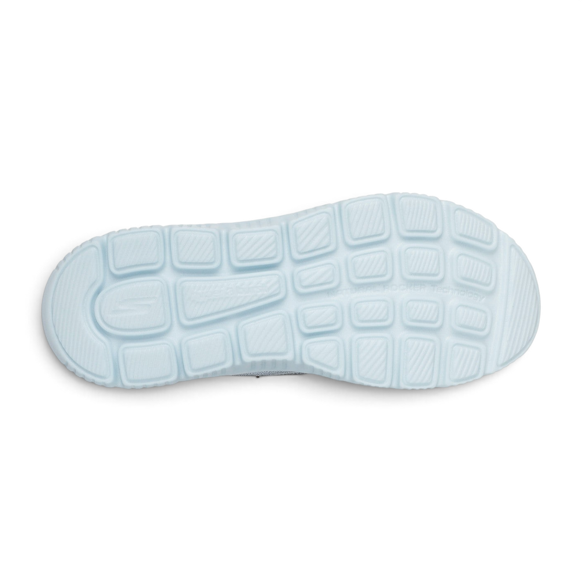 FRG Skechers GO WALK Max Cushioning Hyper Burst Zoltar sneaker light blue textured rubber outsole bottom view