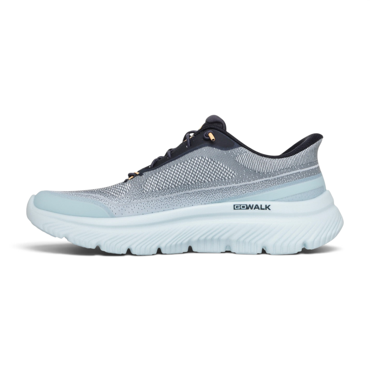 FRG Skechers GO WALK Max Cushioning Hyper Burst sneaker in light blue gradient mesh with a thick supportive sole