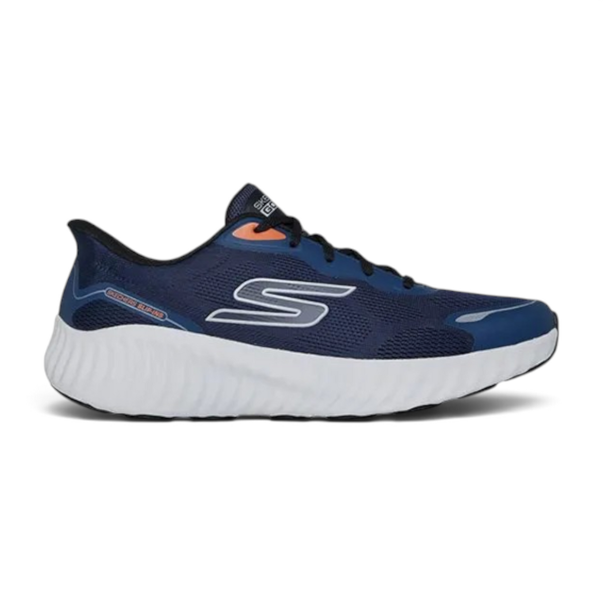 FRG Skechers GO RUN NOW navy lightweight running shoes with breathable mesh and white cushioned sole