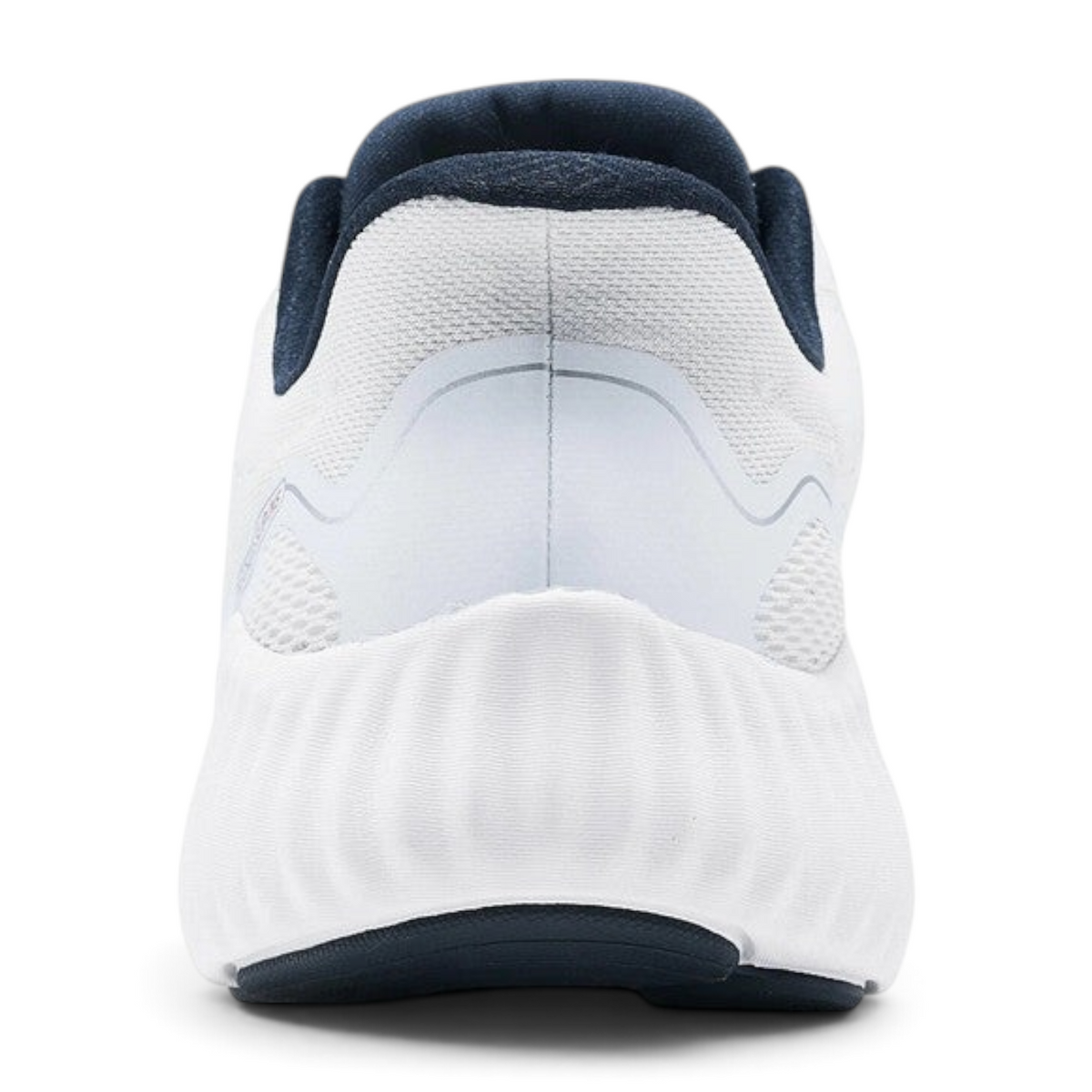 FRG Skechers GO RUN Now running shoe in white and navy, featuring a breathable mesh upper and slip-in heel design.